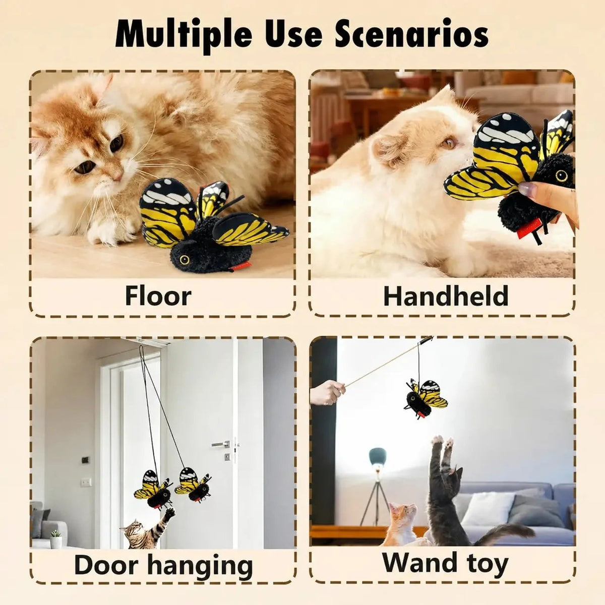 Interactive Electric Butterfly & Bluebird Cat Toy – 3 Flying Modes USB Rechargeable Teaser