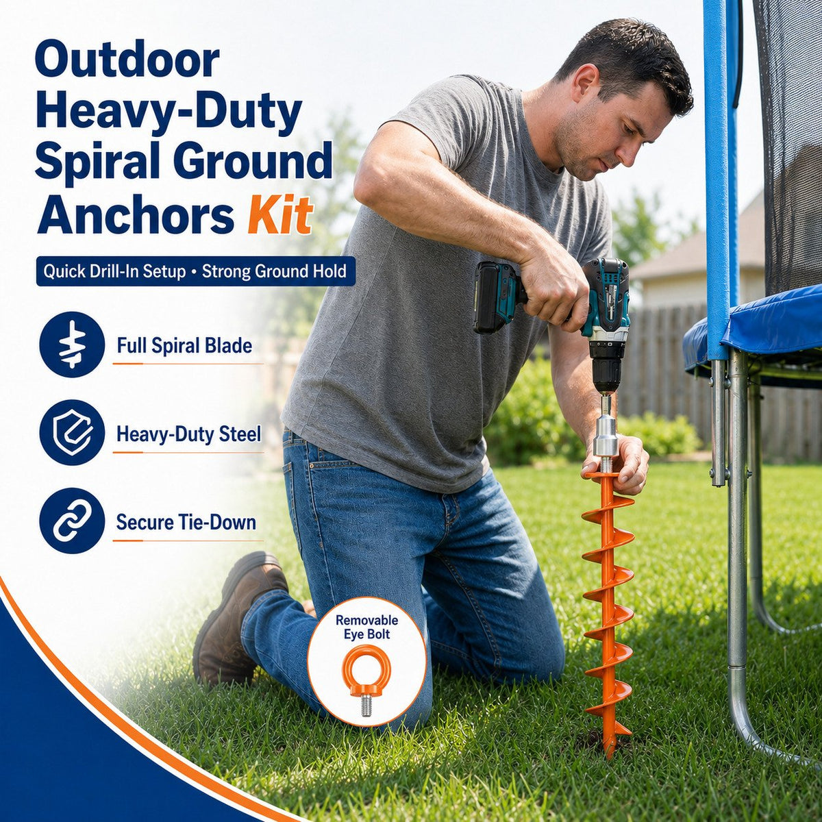 Outdoor Heavy-Duty Spiral Ground Anchors Kit