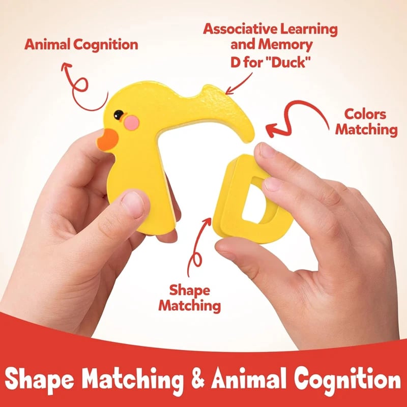 🔠🔥Wooden Alphabet Animal Matching Toy – 26-Piece Letter Recognition Learning Set For Toddlers