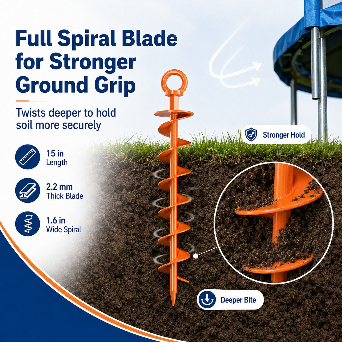 Outdoor Heavy-Duty Spiral Ground Anchors Kit