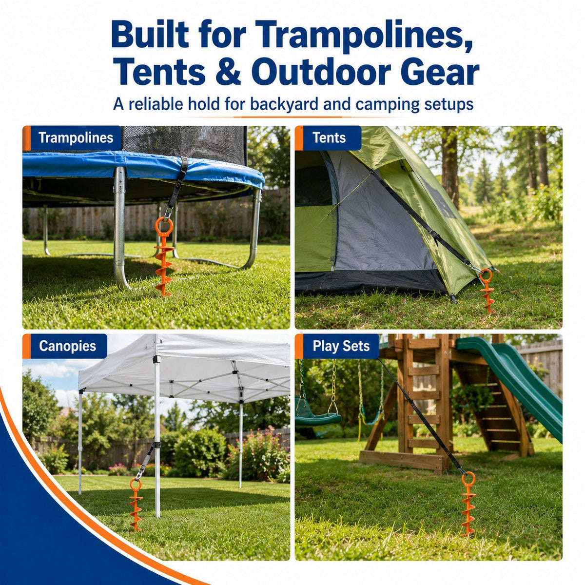 Outdoor Heavy-Duty Spiral Ground Anchors Kit