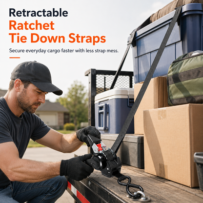 Dual-end Retractable Ratchet Tie Down Straps
