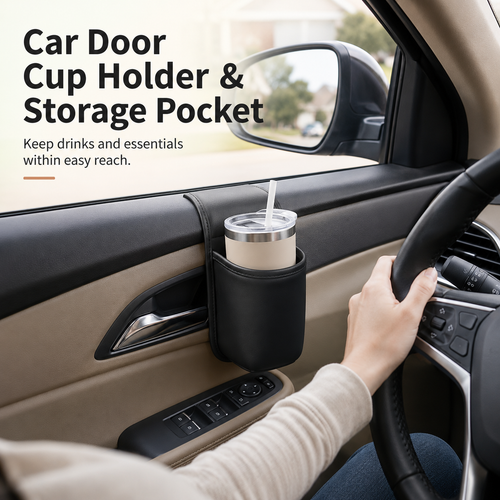 🥤 Car Door Cup Holder & Multi-Purpose Storage Pocket