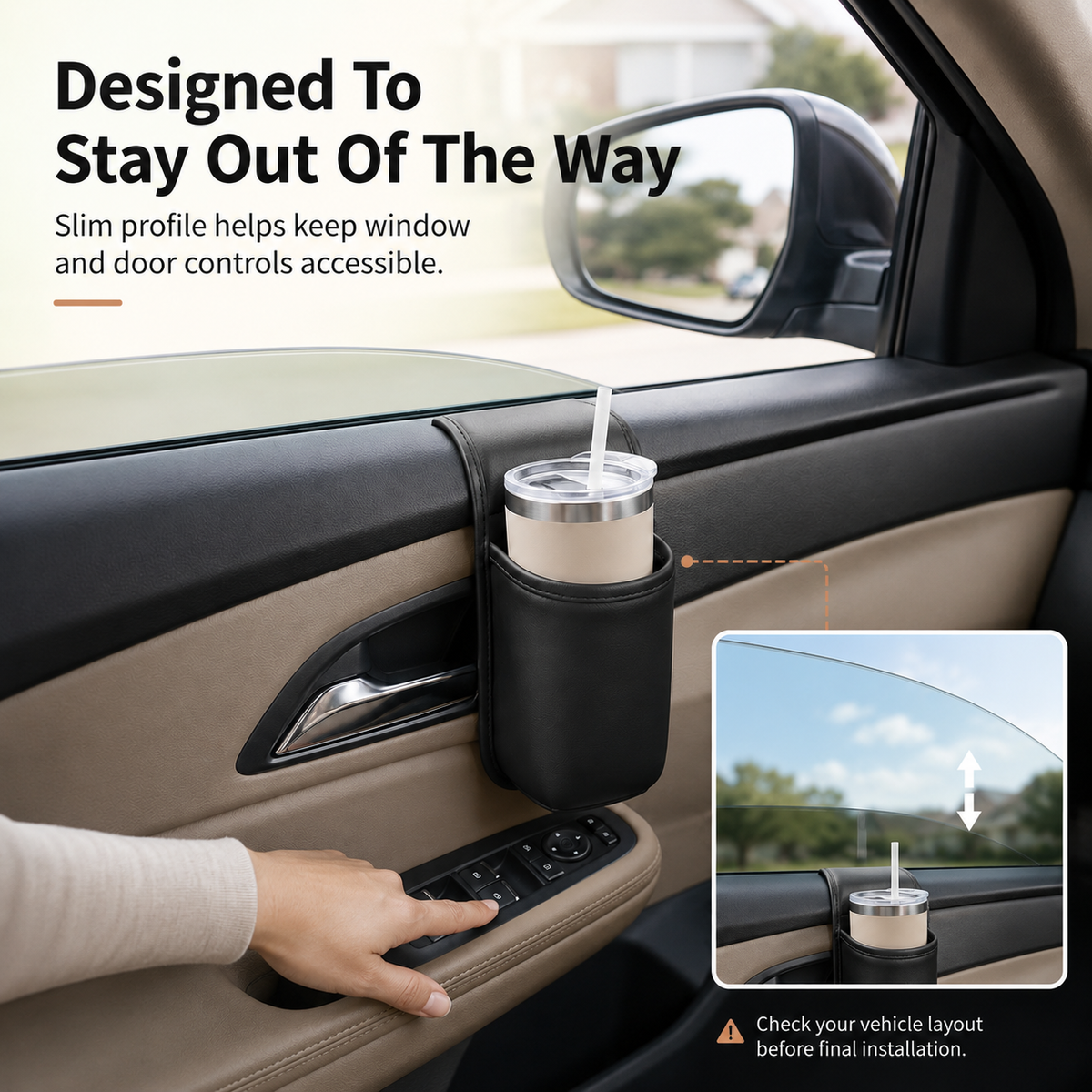 🥤 Car Door Cup Holder & Multi-Purpose Storage Pocket