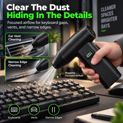 100,000 RPM Rechargeable Cordless Air Duster With LED Light & Battery Display