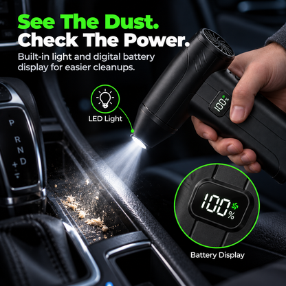 100,000 RPM Rechargeable Cordless Air Duster With LED Light & Battery Display
