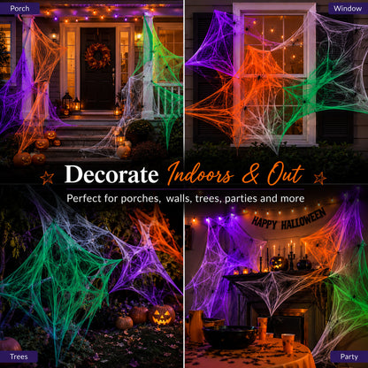 Realistic Halloween Spider Web Decoration with Spiders