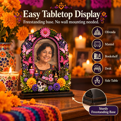Día de los Muertos Wooden Memorial Photo Frame