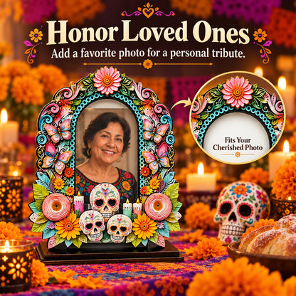 Día de los Muertos Wooden Memorial Photo Frame
