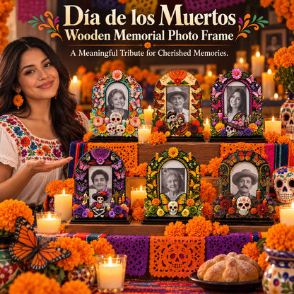 Día de los Muertos Wooden Memorial Photo Frame