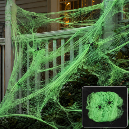 Realistic Halloween Spider Web Decoration with Spiders