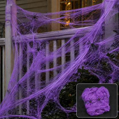 Realistic Halloween Spider Web Decoration with Spiders