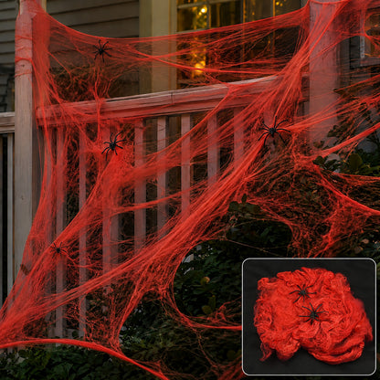 Realistic Halloween Spider Web Decoration with Spiders