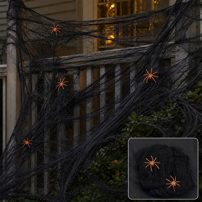 Realistic Halloween Spider Web Decoration with Spiders