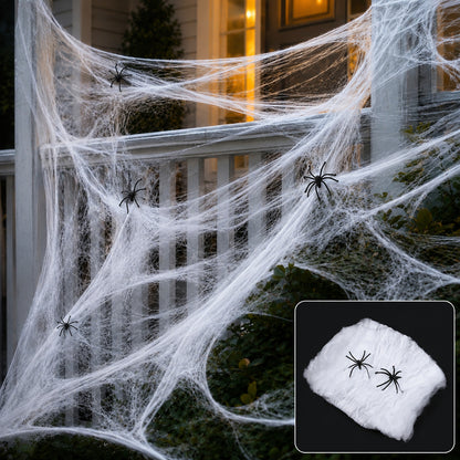 Realistic Halloween Spider Web Decoration with Spiders
