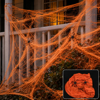 Realistic Halloween Spider Web Decoration with Spiders