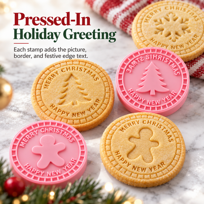 9-Design Christmas Cookie Cutter & Stamp Set – 6 cm Embossing Molds for Plain or Jam-Filled Holiday Cookies