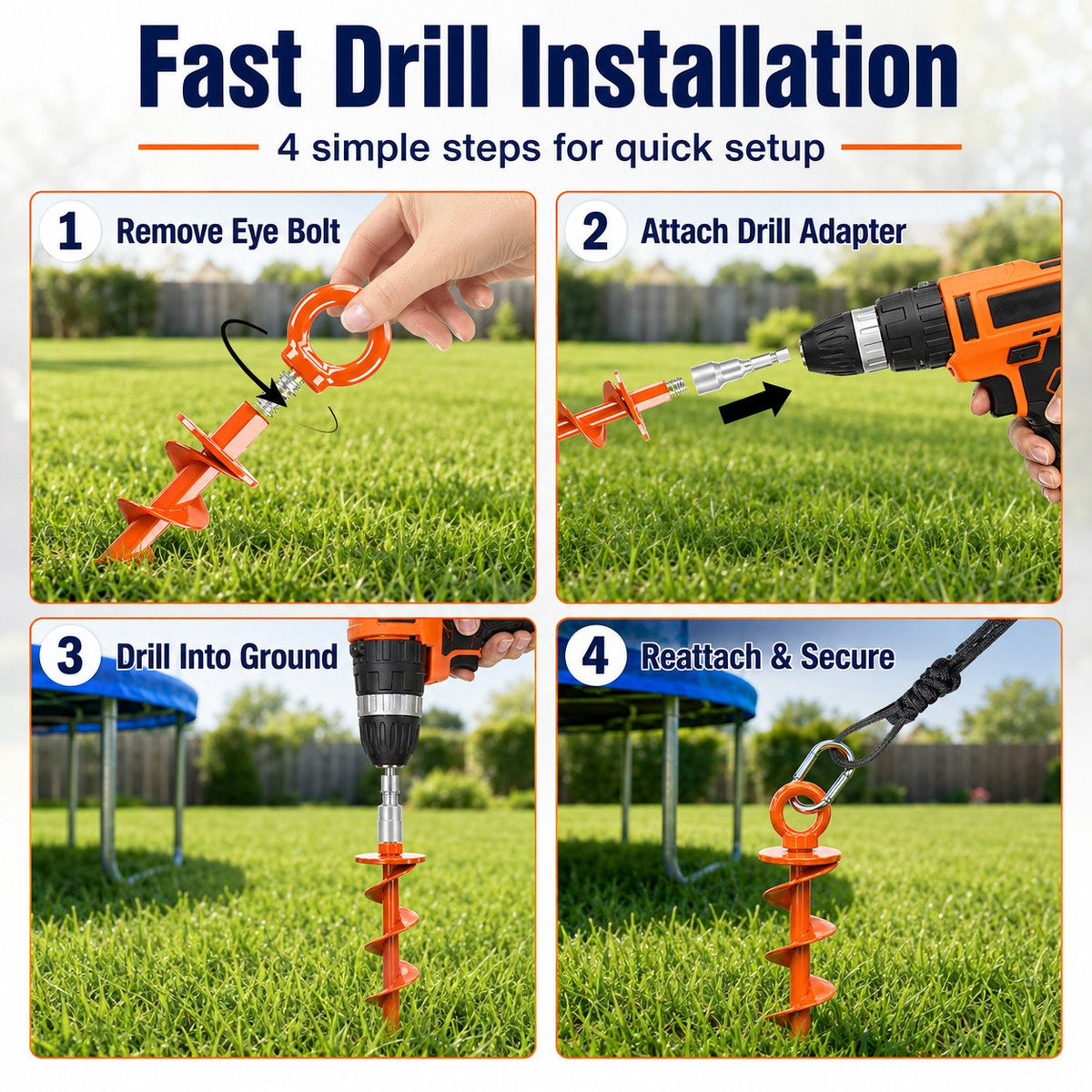 Outdoor Heavy-Duty Spiral Ground Anchors Kit