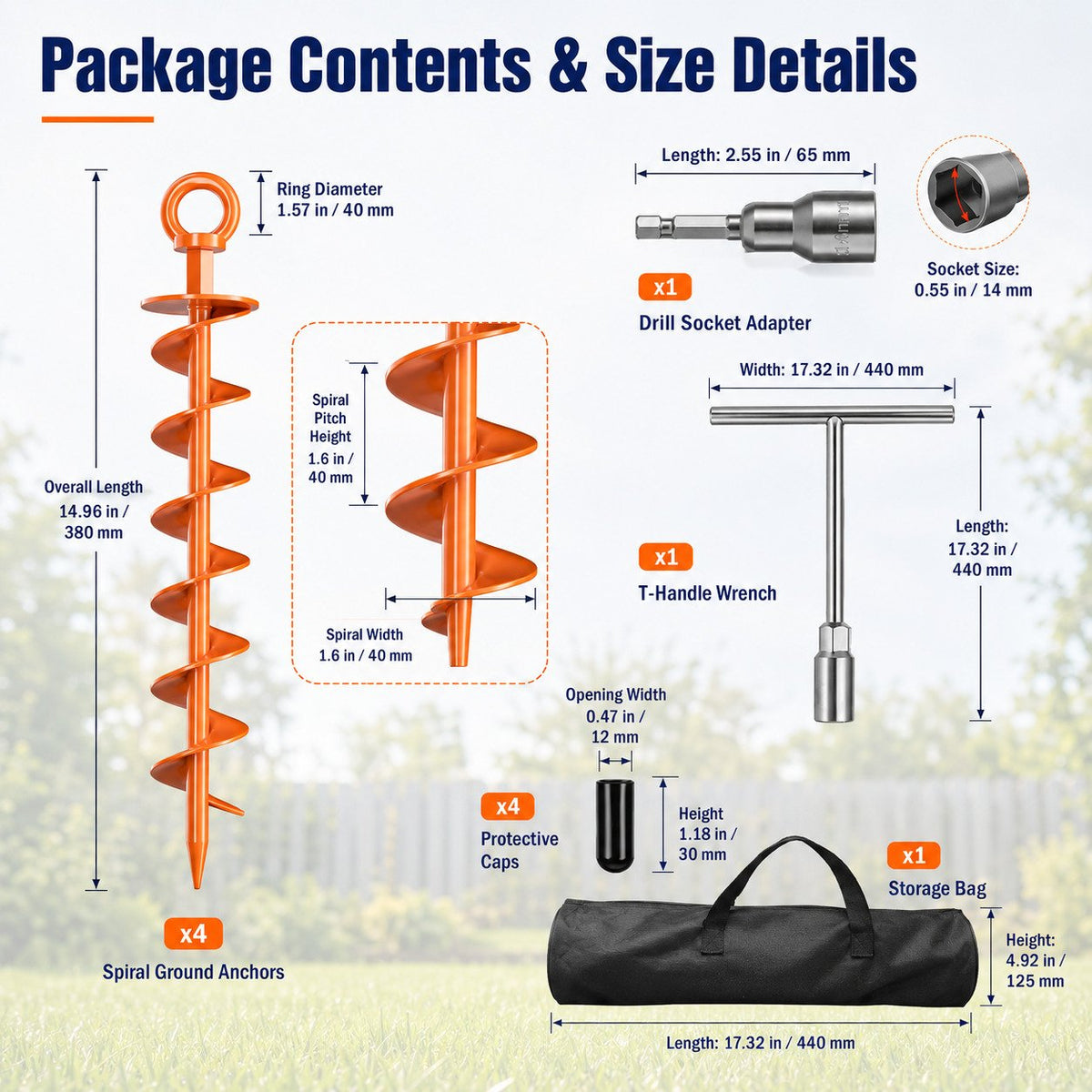 Outdoor Heavy-Duty Spiral Ground Anchors Kit