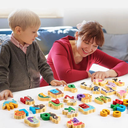 🔠🔥Wooden Alphabet Animal Matching Toy – 26-Piece Letter Recognition Learning Set For Toddlers